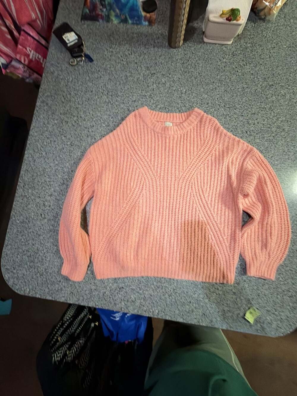 A New Day Ribbed Pullover Sweater Size XXL Pink Peach Crewneck Long Sleeve